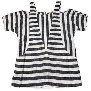 Soft Surroundings Women Tunic Top Size XS Linen Blend Cold Shoulder Beach Pocket